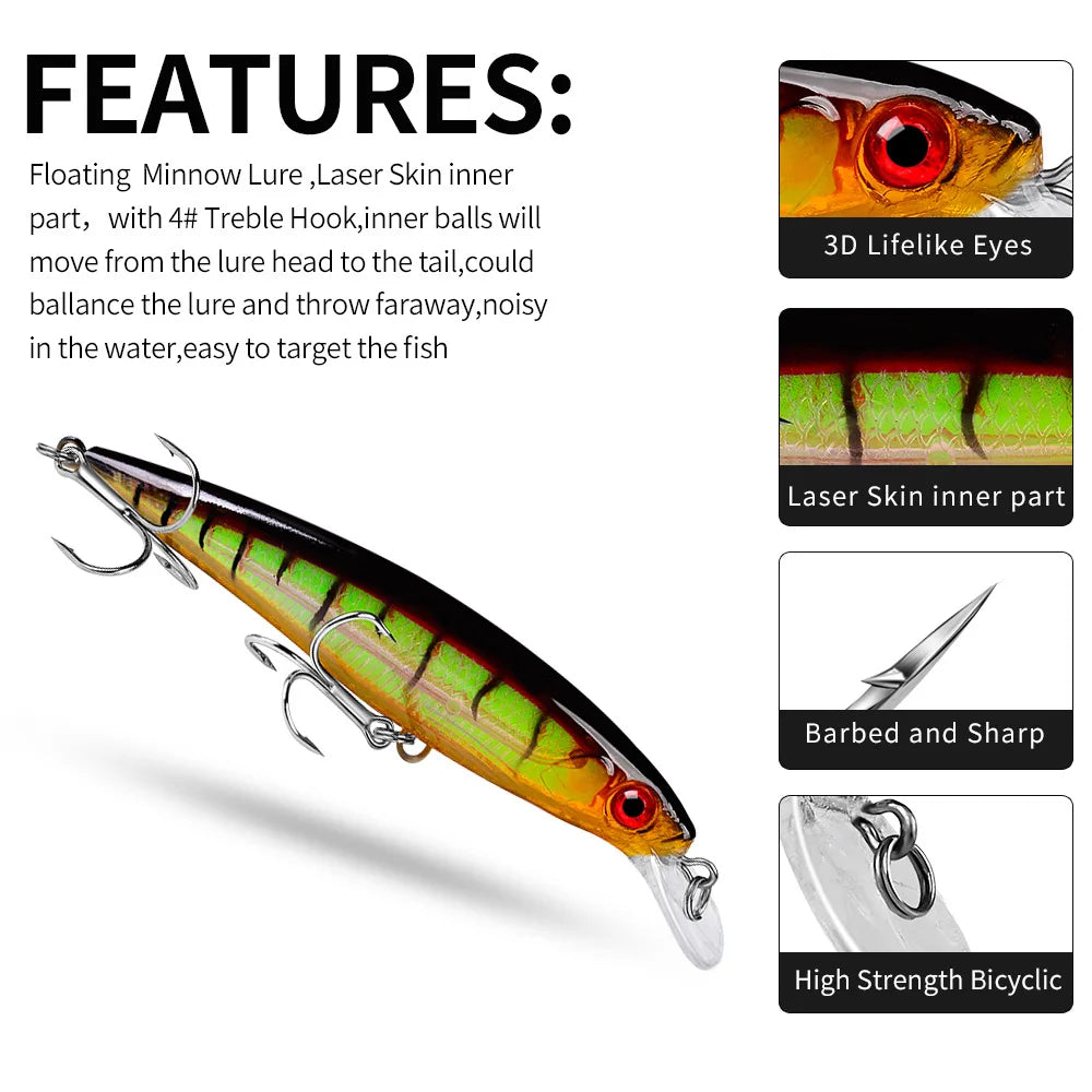 Japan Minnow Fishing Lure Artificial Pesca Hard Bait Professional Wobblers Swimbait Bass Pike Carp 1PCS